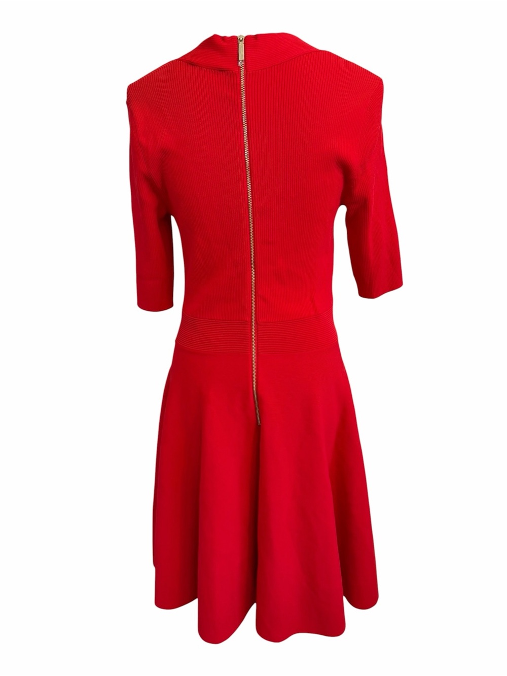 NWT Ted Baker Red Milli Sweetheart Neck Fit-and-Flare Sweater Dress - Picture 7 of 9